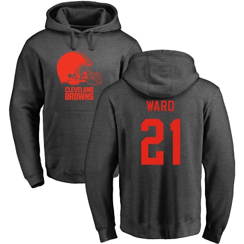 Men Cleveland Browns Denzel Ward Ash Jersey #21 NFL Football One Color Pullover Hoodie Sweatshirt